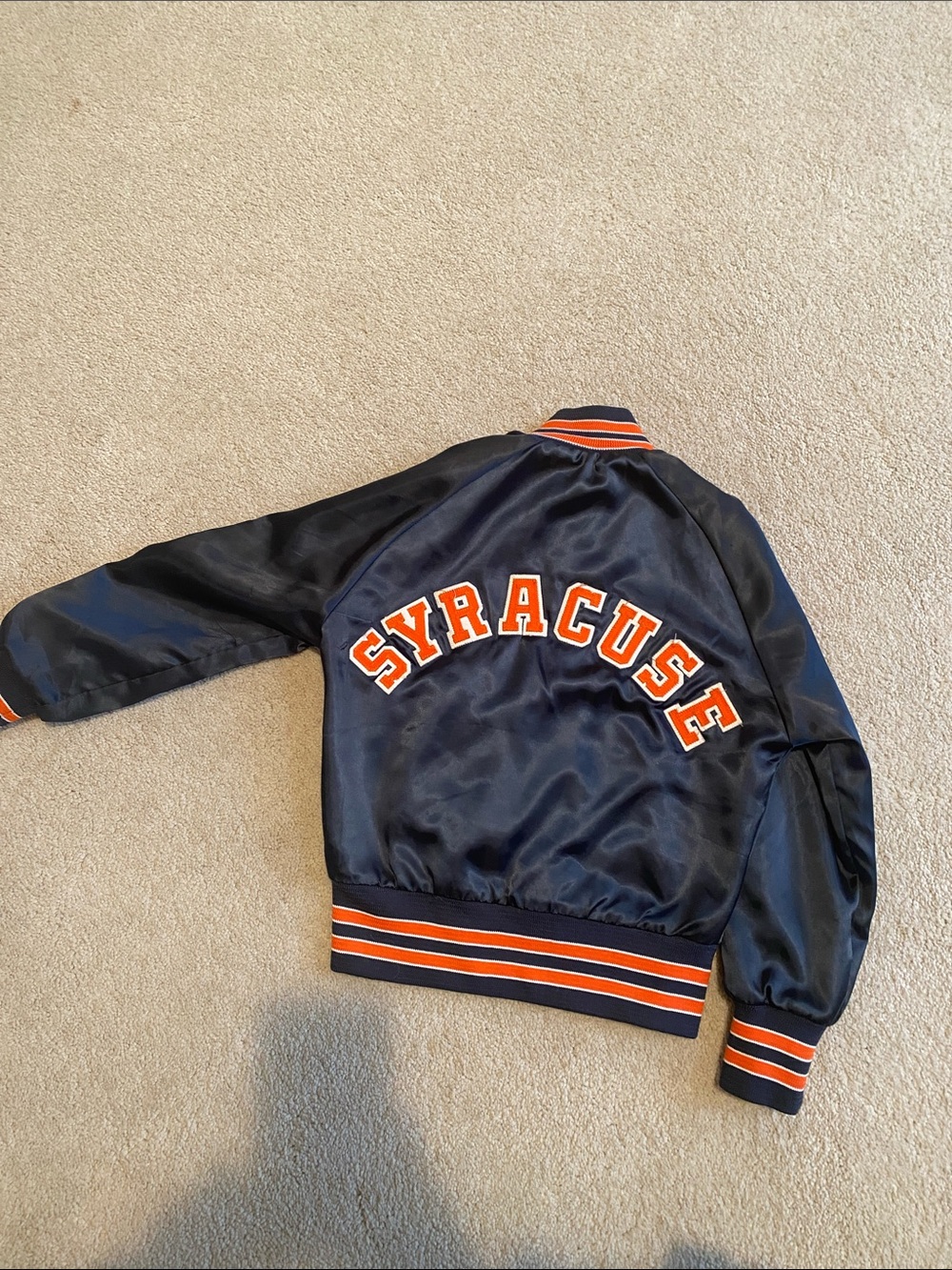 Kids Syracuse Navy and Orange Letterman Jacket with Embroidered Patch - Picture 2 of 2